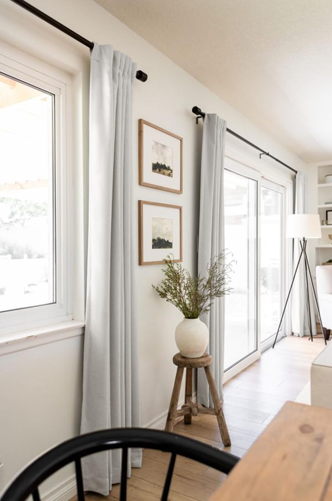 100% Blackout Linen Curtains Thermal Insulated Back Tab Rod Pocket Drapes for Bedroom Living Room