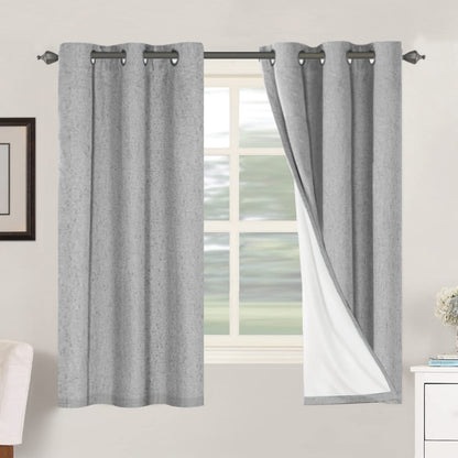Linen Blackout Curtains Thick Textured Thermal Insulated Extra Wide Grommet Patio Door Drapes