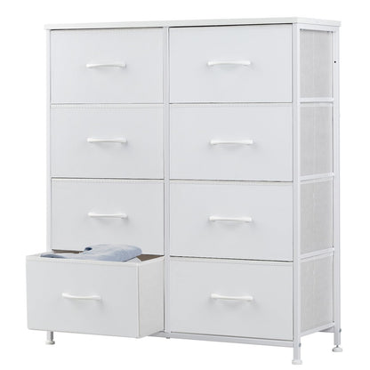 Fabric Dresser Storage Unit with Metal Frame and Wooden Top Chest Organizer