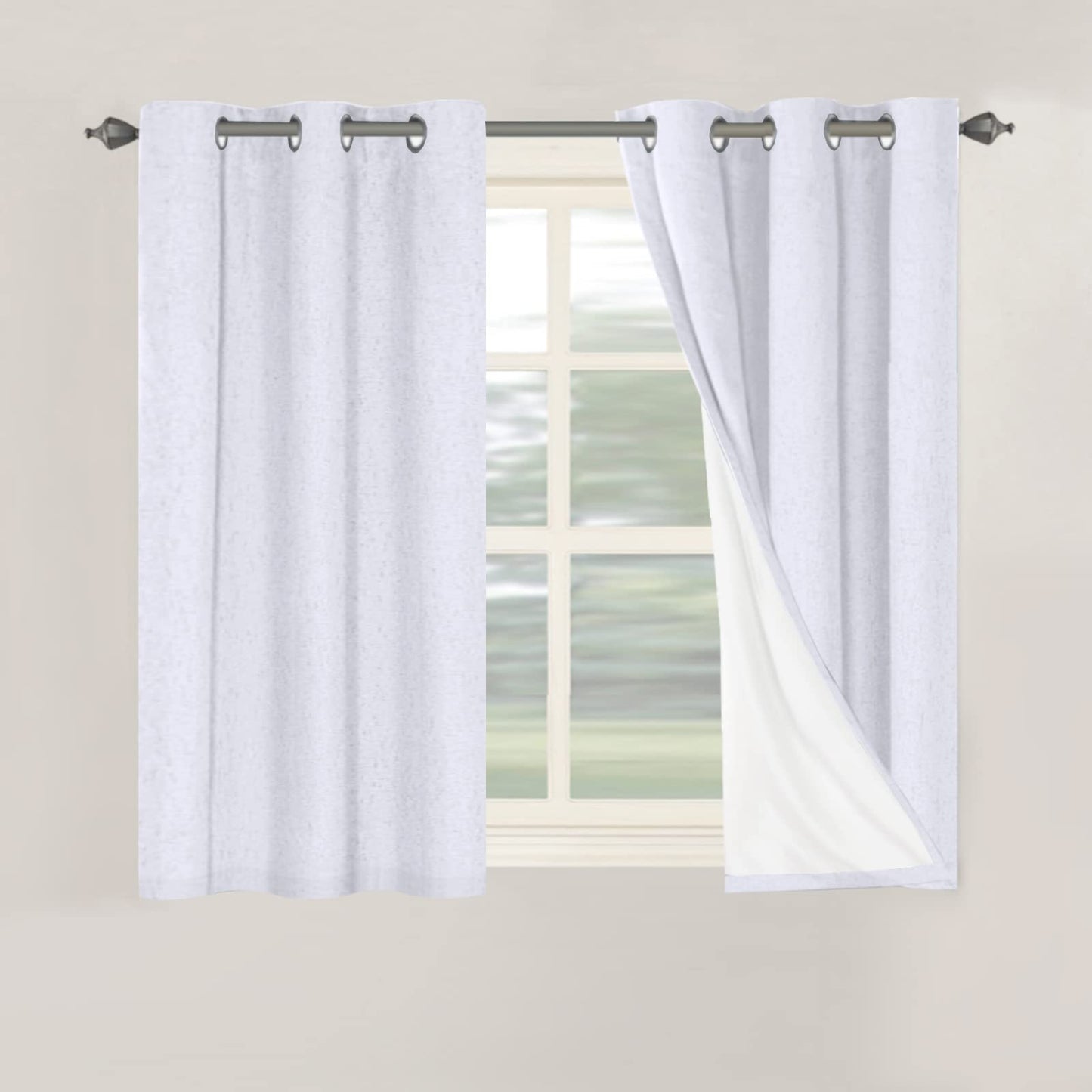 Linen Blackout Curtains Thick Textured Thermal Insulated Extra Wide Grommet Patio Door Drapes