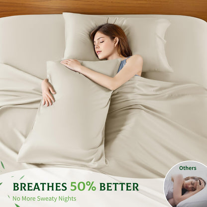 Bamboo Viscose Extra Deep Pocket Silky Bed Sheet Set Hotel Luxury Cooling Sheets