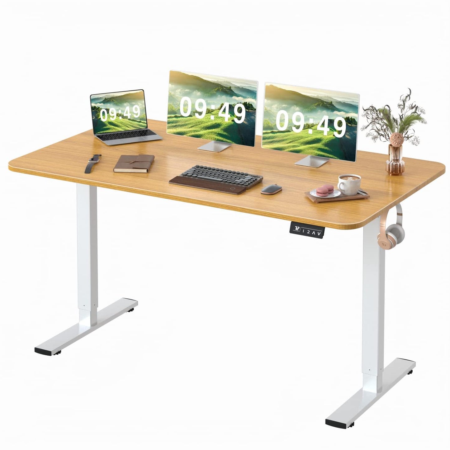 Electric Height Adjustable Standing Desk with Memory Settings Home Office Work Desk