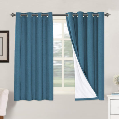 Linen Blackout Curtains Thick Textured Thermal Insulated Extra Wide Grommet Patio Door Drapes