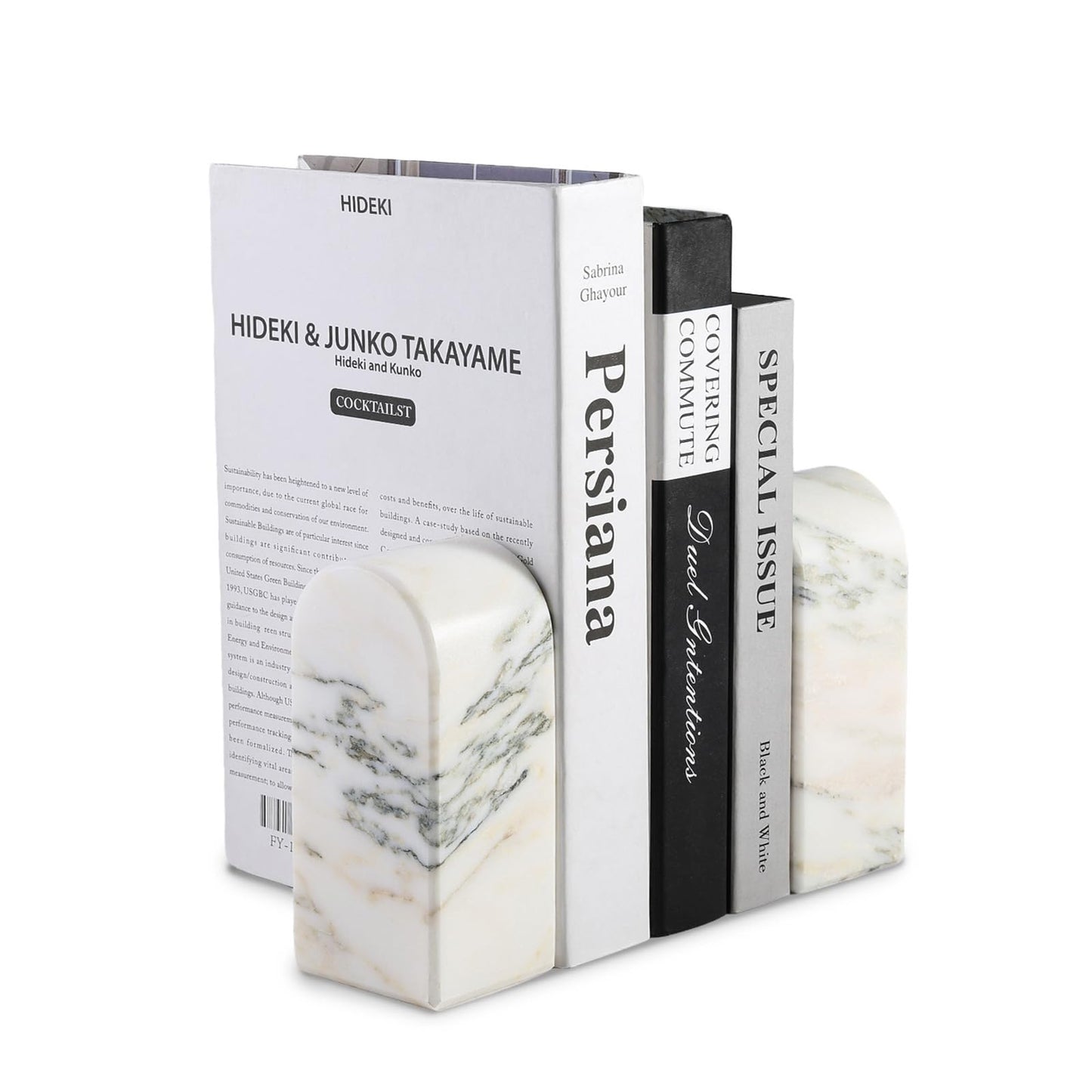 Luxury Marble Bookends Non-Slip Heavy Duty Book Holder Organizer