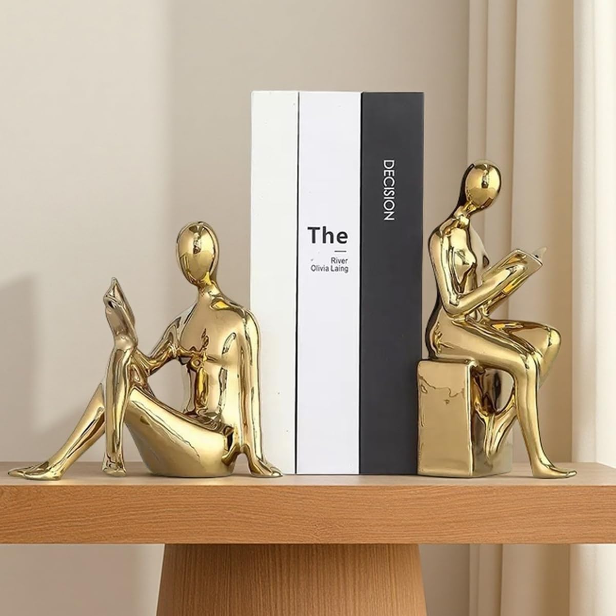 Ceramic Decorative Bookends Set of 2 for Shelves Home Office Bookshelf Decor