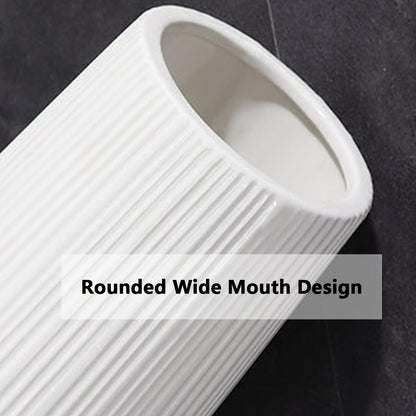 Tall White Ceramic Floor Vase Glossy Modern Home Decor for Living Room and Bedroom