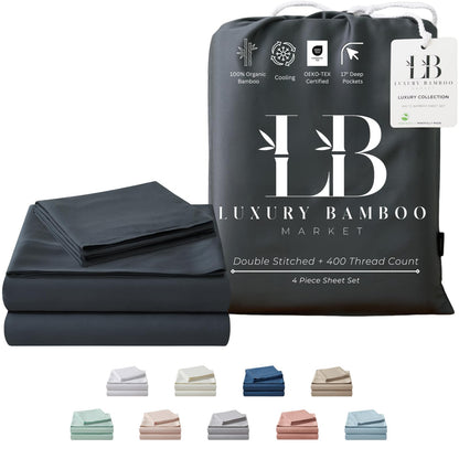 Luxury Bamboo Viscose Bed Sheet Set Ultra Soft Cooling Deep Pocket Sheets Full Size Organic Fabric