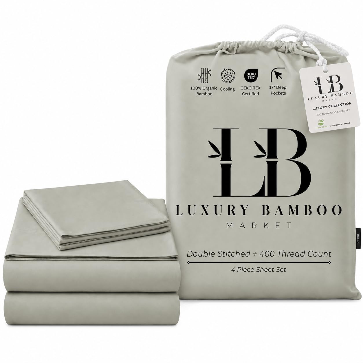 Luxury Bamboo Viscose Bed Sheet Set Ultra Soft Cooling Deep Pocket Sheets Full Size Organic Fabric