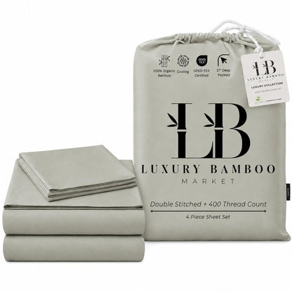 Luxury Bamboo Viscose Bed Sheet Set Ultra Soft Cooling Deep Pocket Sheets Full Size Organic Fabric