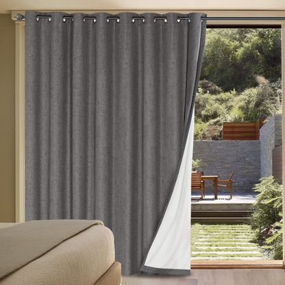 Linen Blackout Curtains Thick Textured Thermal Insulated Extra Wide Grommet Patio Door Drapes