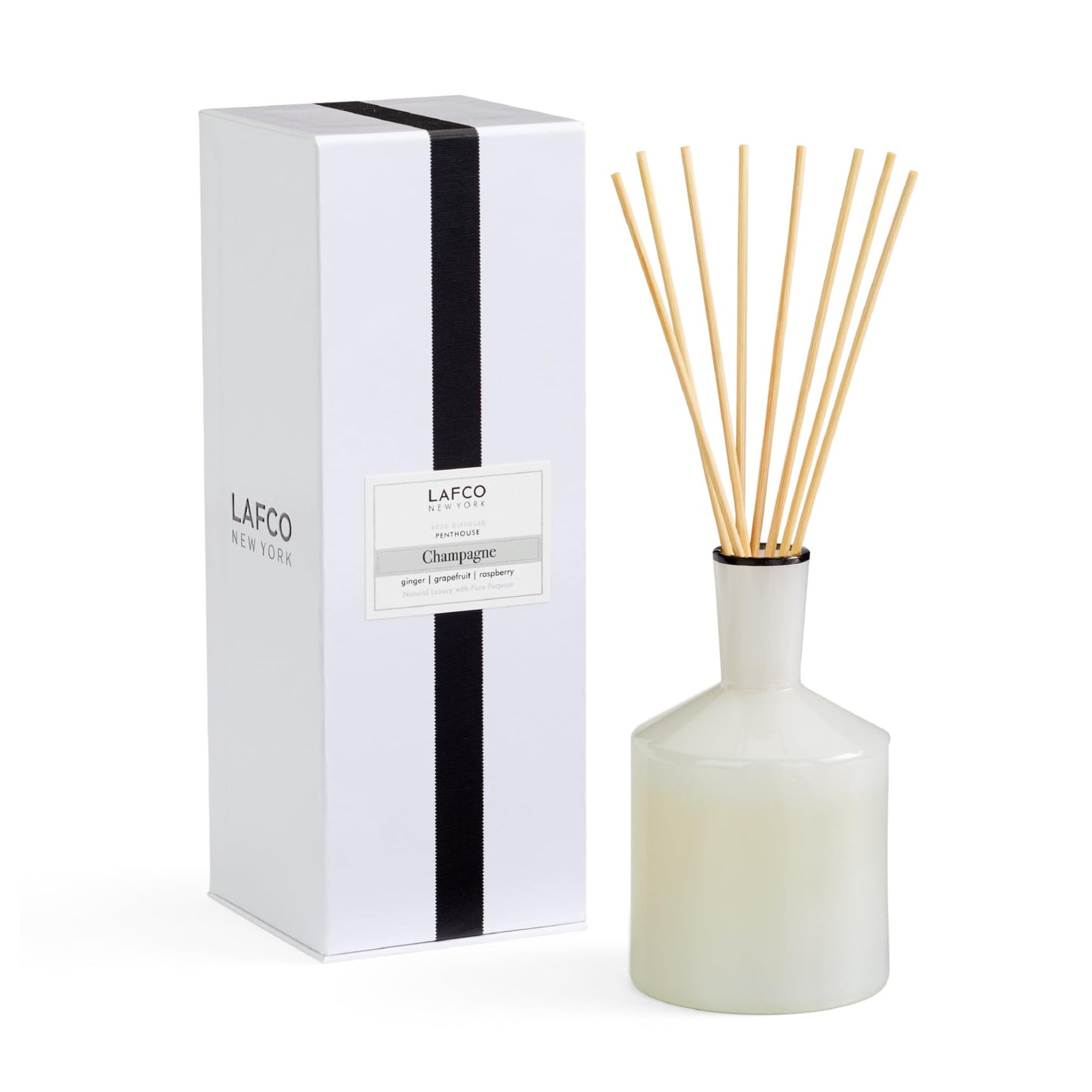 Luxury Reed Diffuser with Natural Wood Reeds Reusable Glass Vessel Long Lasting Home Fragrance Made in USA