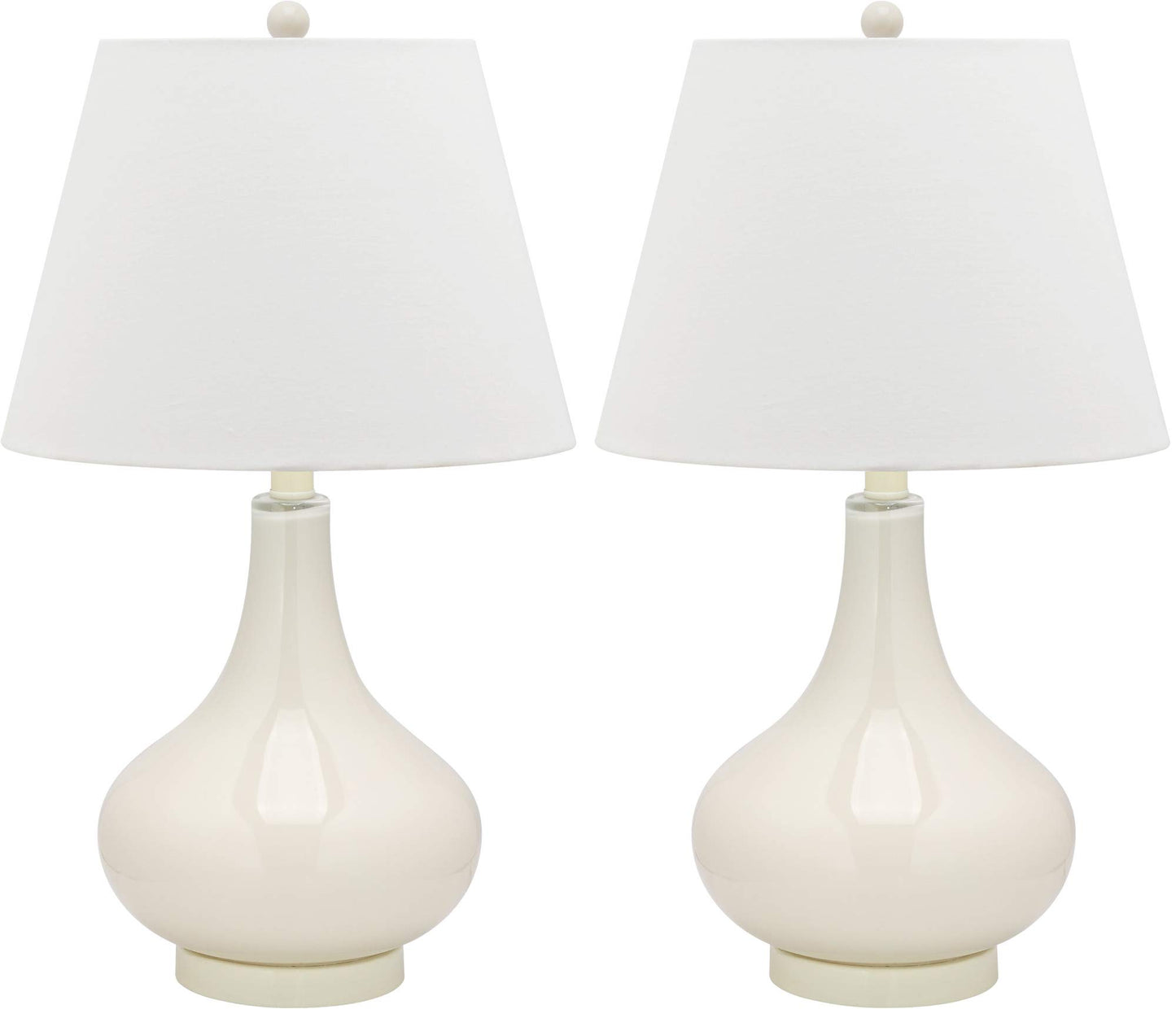 Modern Yellow Glass Gourd Table Lamp Set of 2 Contemporary Bedroom Living Room Desk Lamps LED Bulbs Included