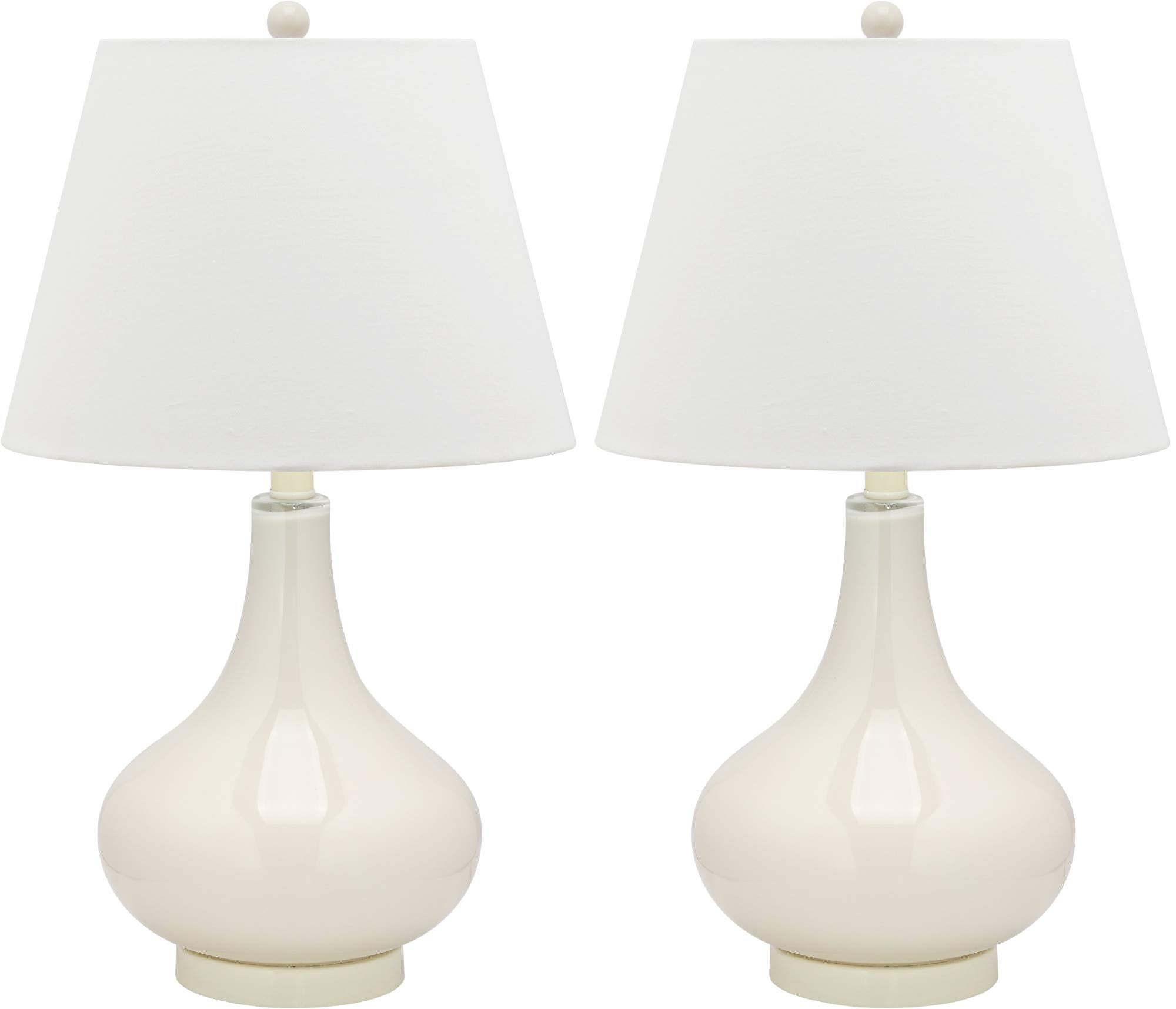 Modern Yellow Glass Gourd Table Lamp Set of 2 Contemporary Bedroom Living Room Desk Lamps LED Bulbs Included