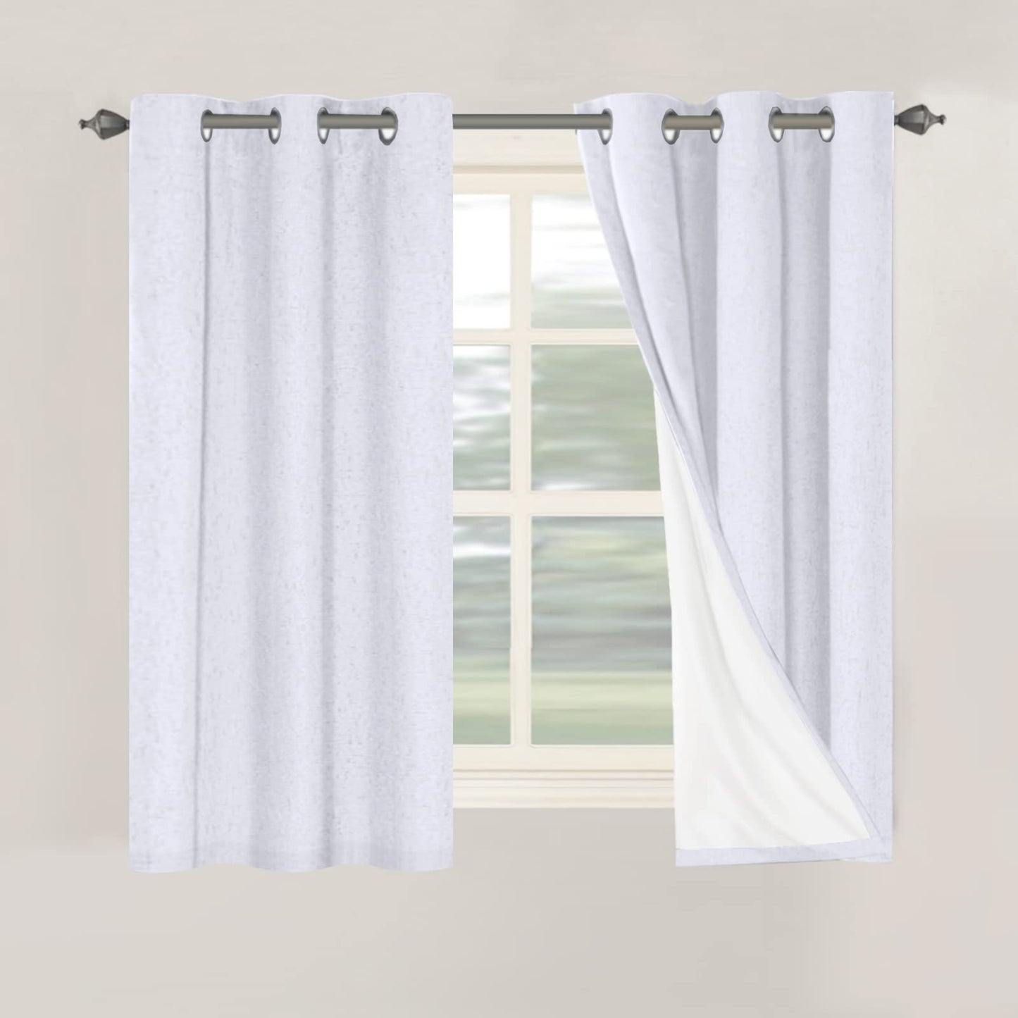 Linen Blackout Curtains Thick Textured Thermal Insulated Extra Wide Grommet Patio Door Drapes