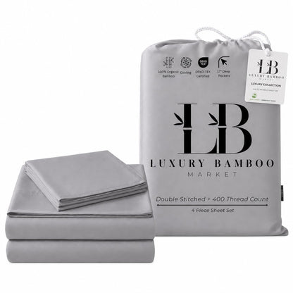 Luxury Bamboo Viscose Bed Sheet Set Ultra Soft Cooling Deep Pocket Sheets Full Size Organic Fabric