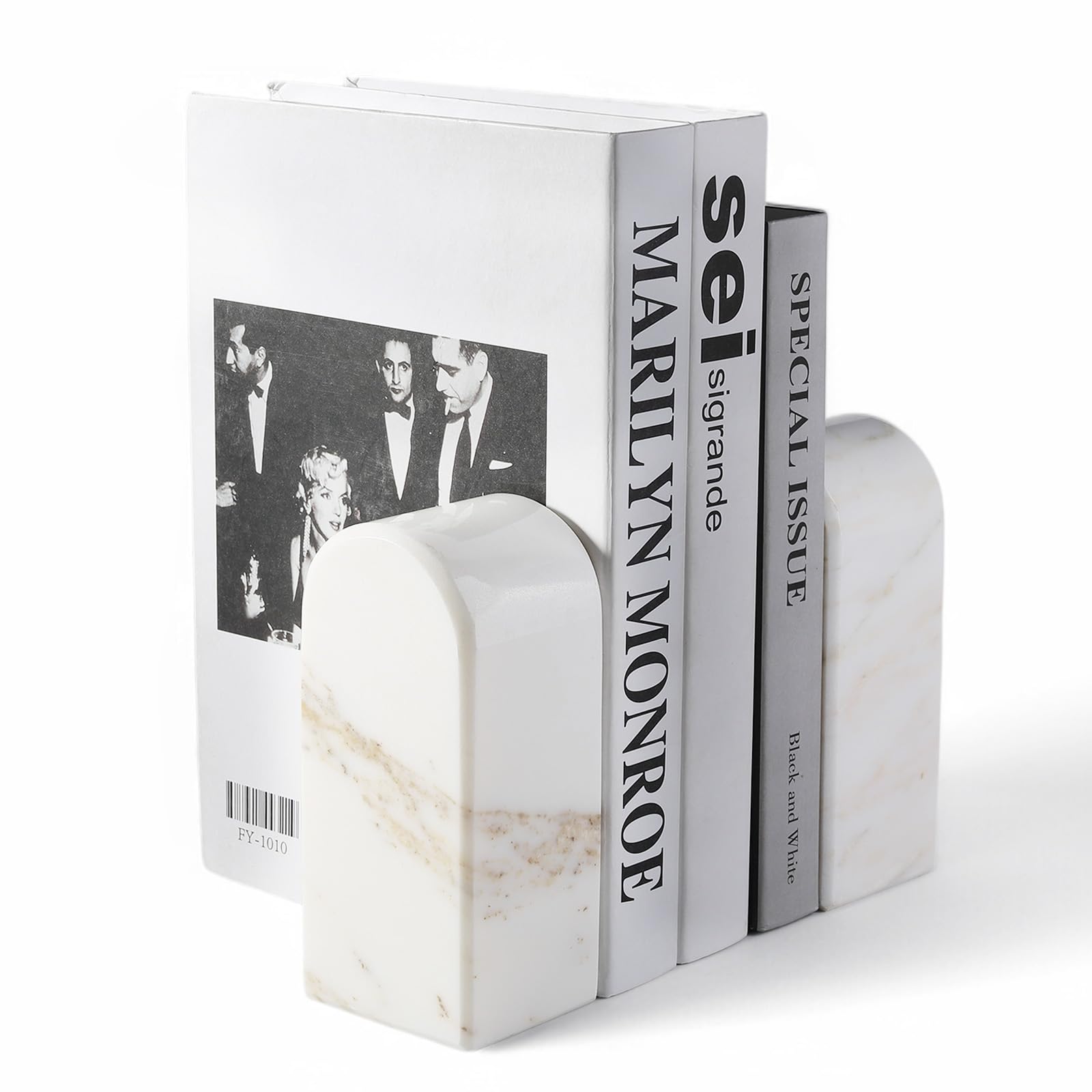 Luxury Marble Bookends Non-Slip Heavy Duty Book Holder Organizer
