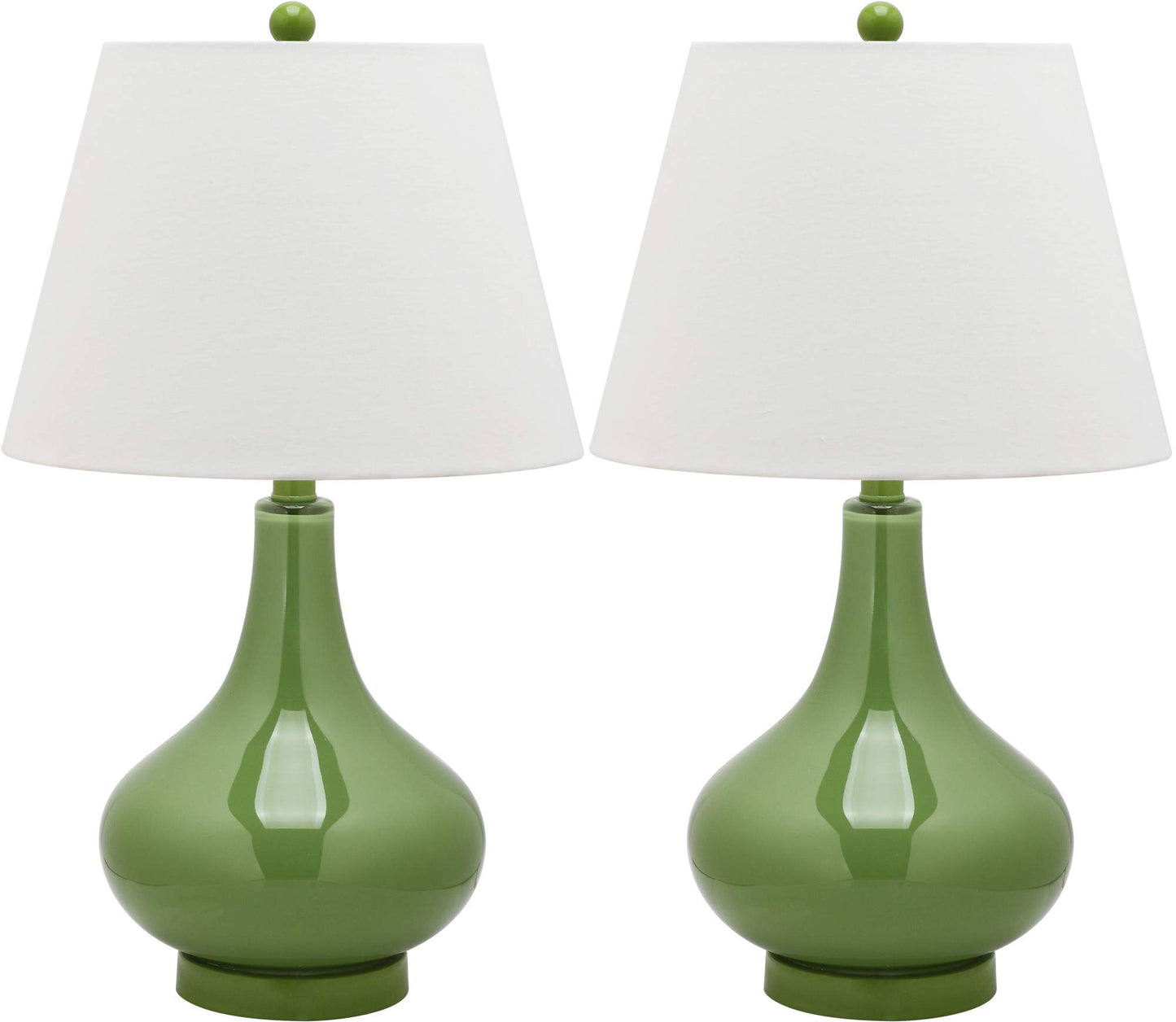Modern Yellow Glass Gourd Table Lamp Set of 2 Contemporary Bedroom Living Room Desk Lamps LED Bulbs Included