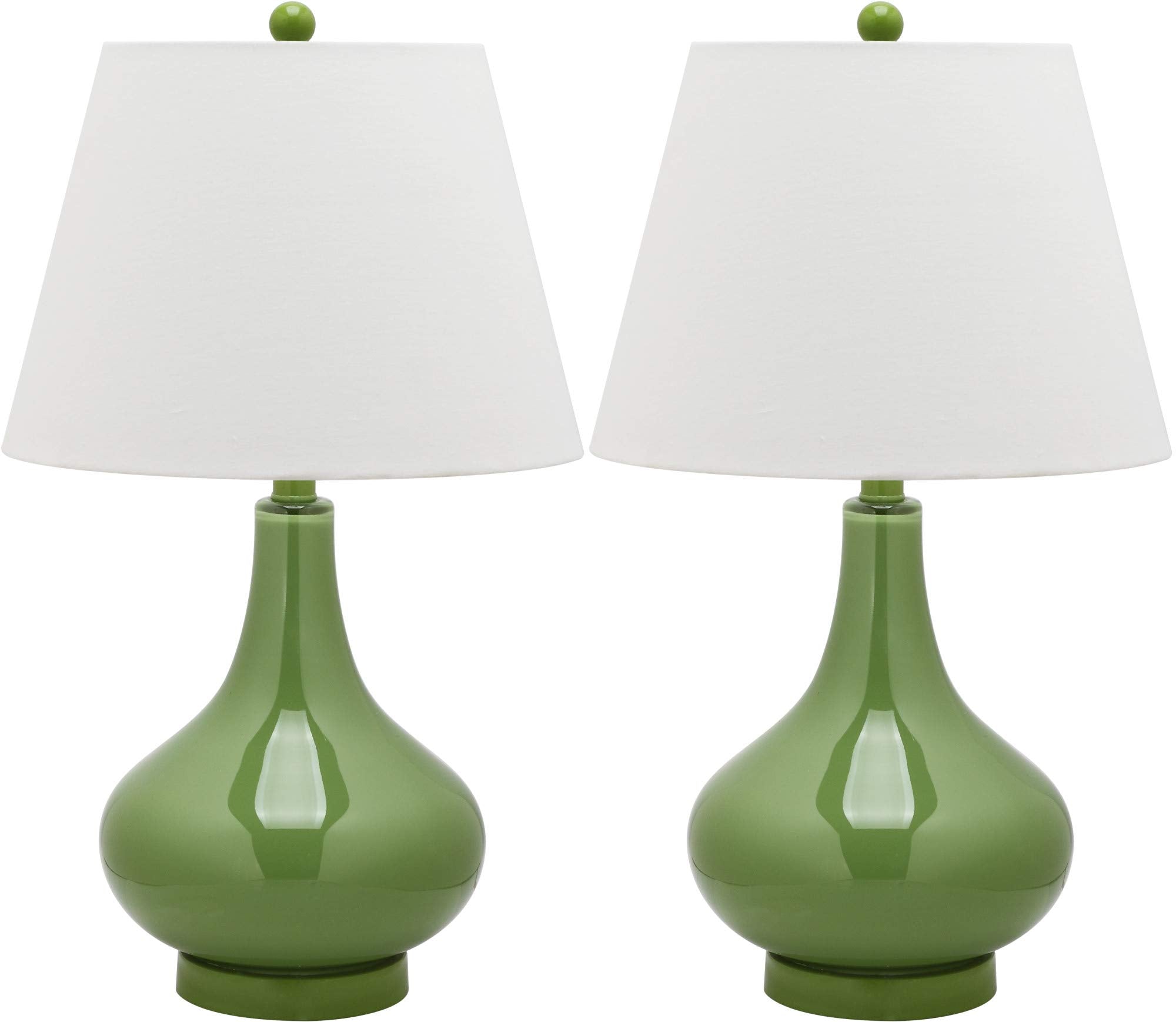 Modern Yellow Glass Gourd Table Lamp Set of 2 Contemporary Bedroom Living Room Desk Lamps LED Bulbs Included