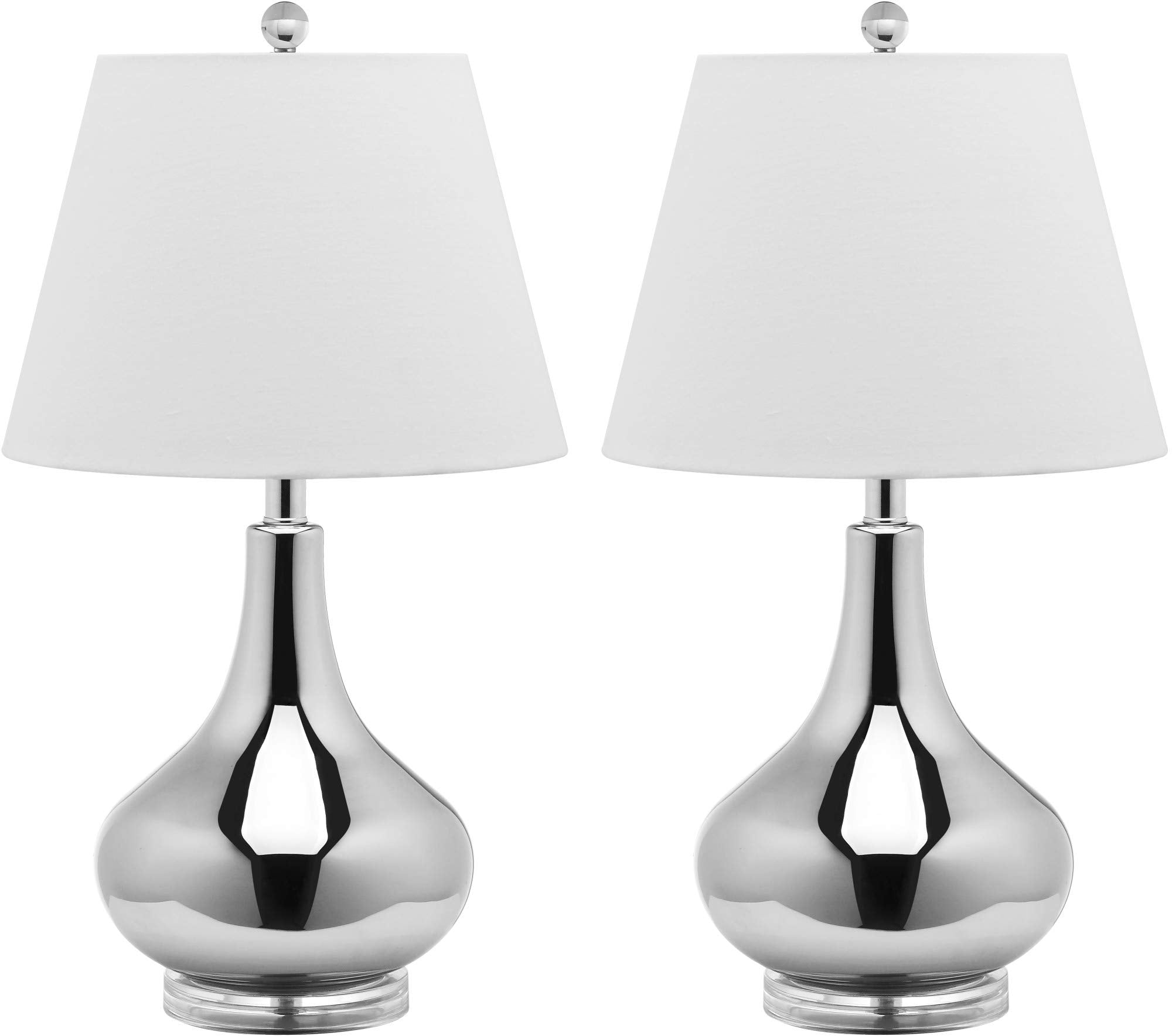 Modern Yellow Glass Gourd Table Lamp Set of 2 Contemporary Bedroom Living Room Desk Lamps LED Bulbs Included
