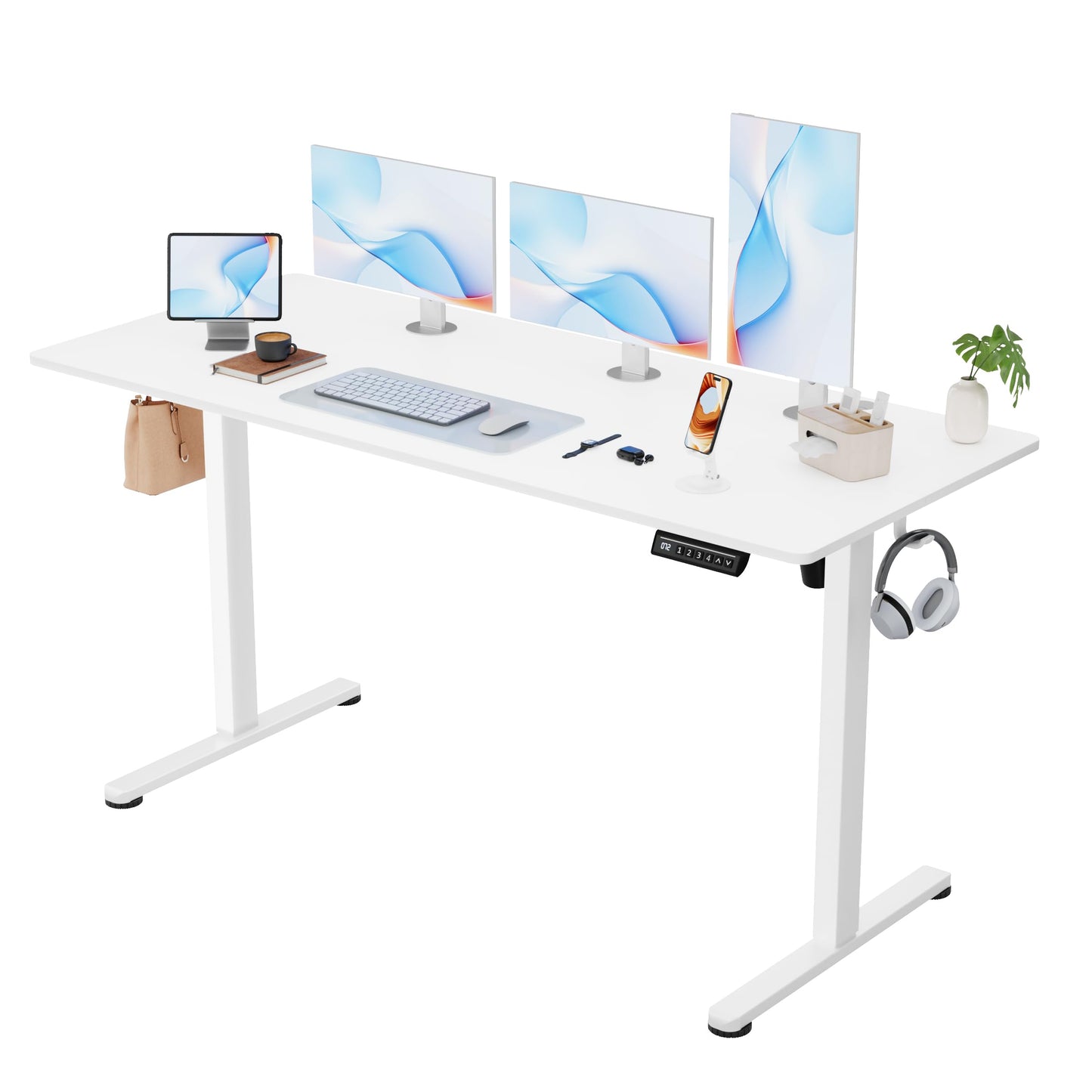 Electric Height Adjustable Standing Desk with Memory Settings Home Office Work Desk