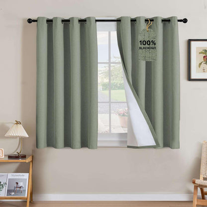Linen Blackout Curtains Thick Textured Thermal Insulated Extra Wide Grommet Patio Door Drapes