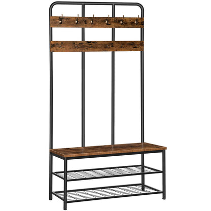Hall Tree with Bench Coat Rack and Shoe Storage Entryway Organizer
