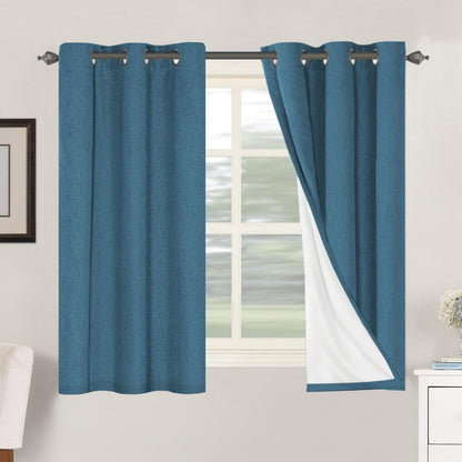 Linen Blackout Curtains Thick Textured Thermal Insulated Extra Wide Grommet Patio Door Drapes