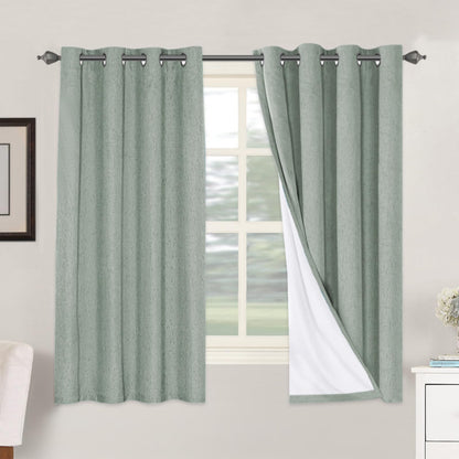 Linen Blackout Curtains Thick Textured Thermal Insulated Extra Wide Grommet Patio Door Drapes