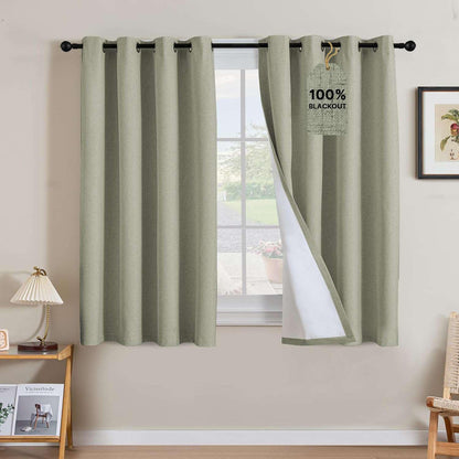 Linen Blackout Curtains Thick Textured Thermal Insulated Extra Wide Grommet Patio Door Drapes