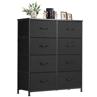 Fabric Dresser Storage Unit with Metal Frame and Wooden Top Chest Organizer