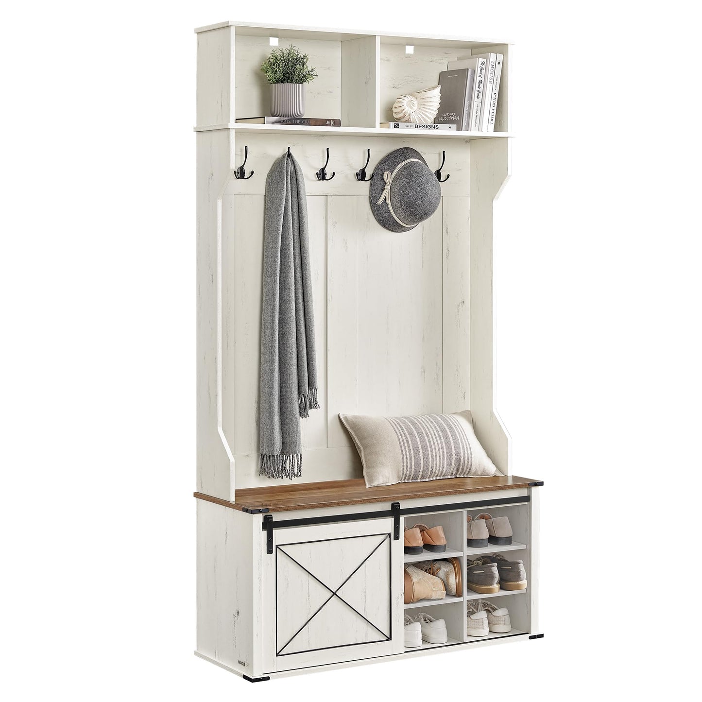 VASAGLE Hall Tree with Bench and Shoe Storage