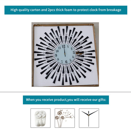Large Round 3D Crystal Wall Clock with Silent Non-Ticking Design Battery Operated Home Decor for Living Room Bedroom Kitchen Office