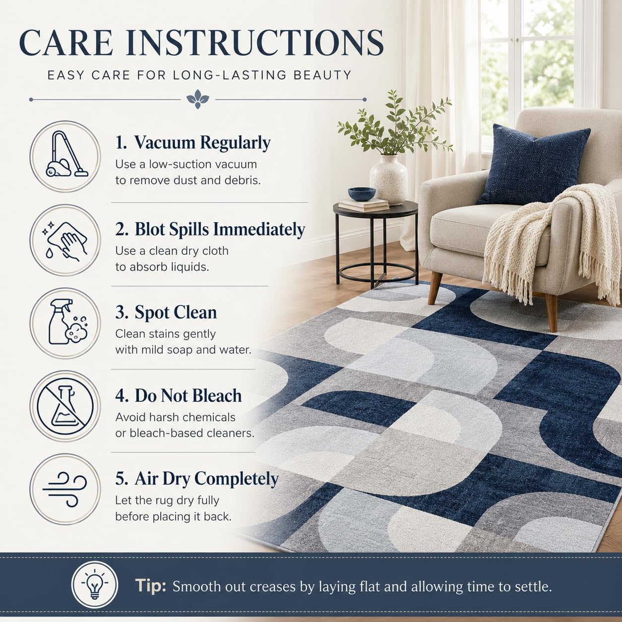 8x10 Modern Abstract Grey Area Rug Non-Slip Washable Geometric Rug