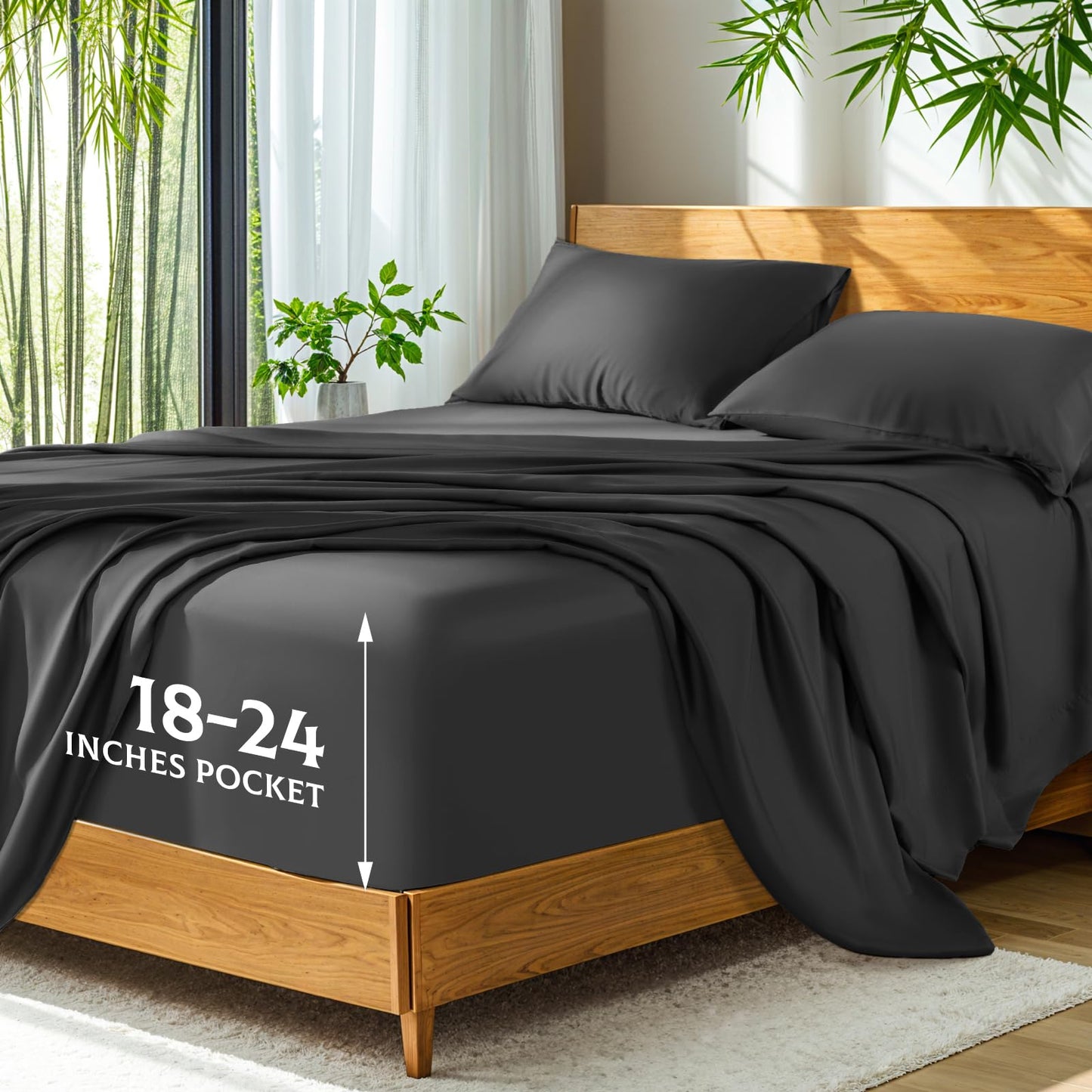 Bamboo Viscose Extra Deep Pocket Silky Bed Sheet Set Hotel Luxury Cooling Sheets