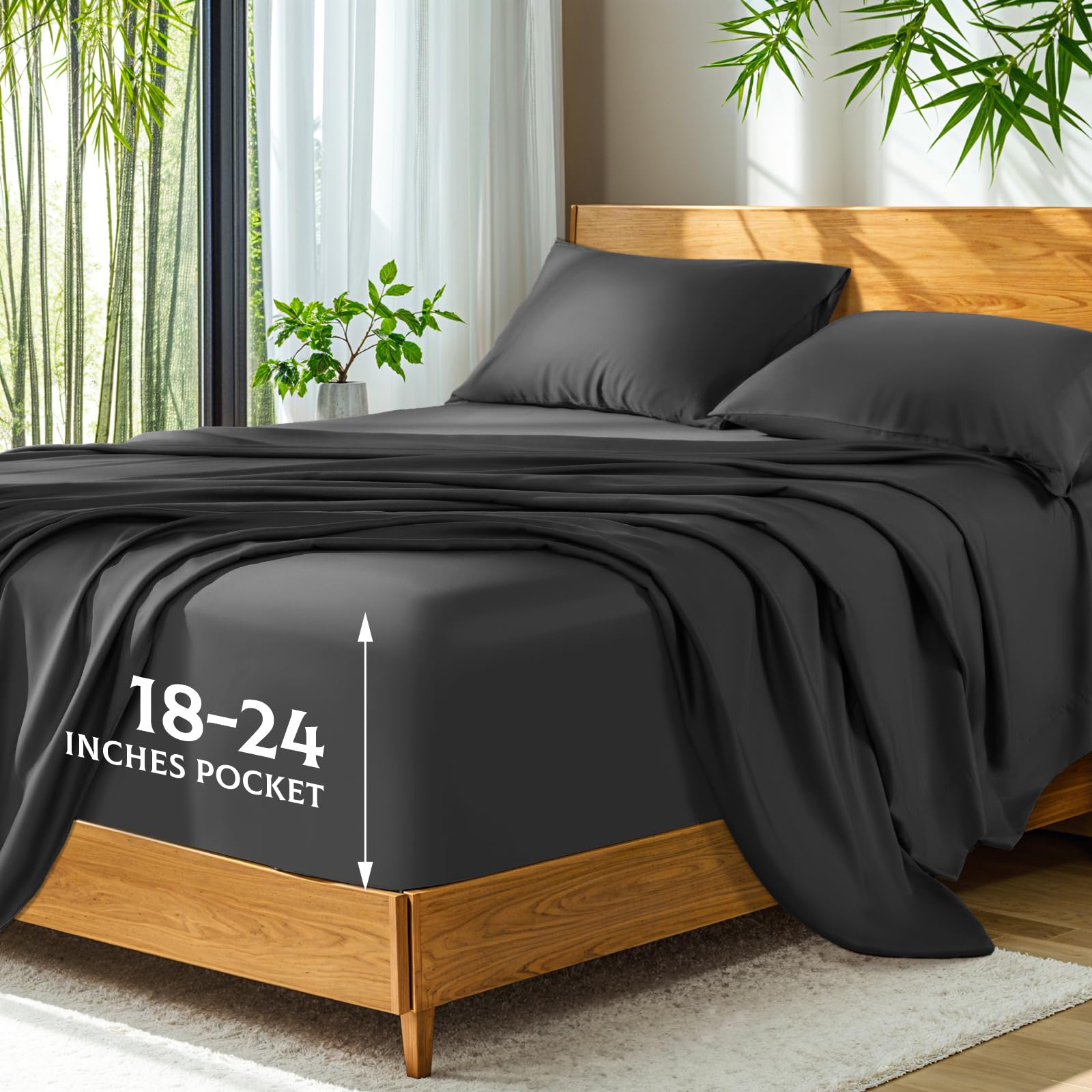 Bamboo Viscose Extra Deep Pocket Silky Bed Sheet Set Hotel Luxury Cooling Sheets