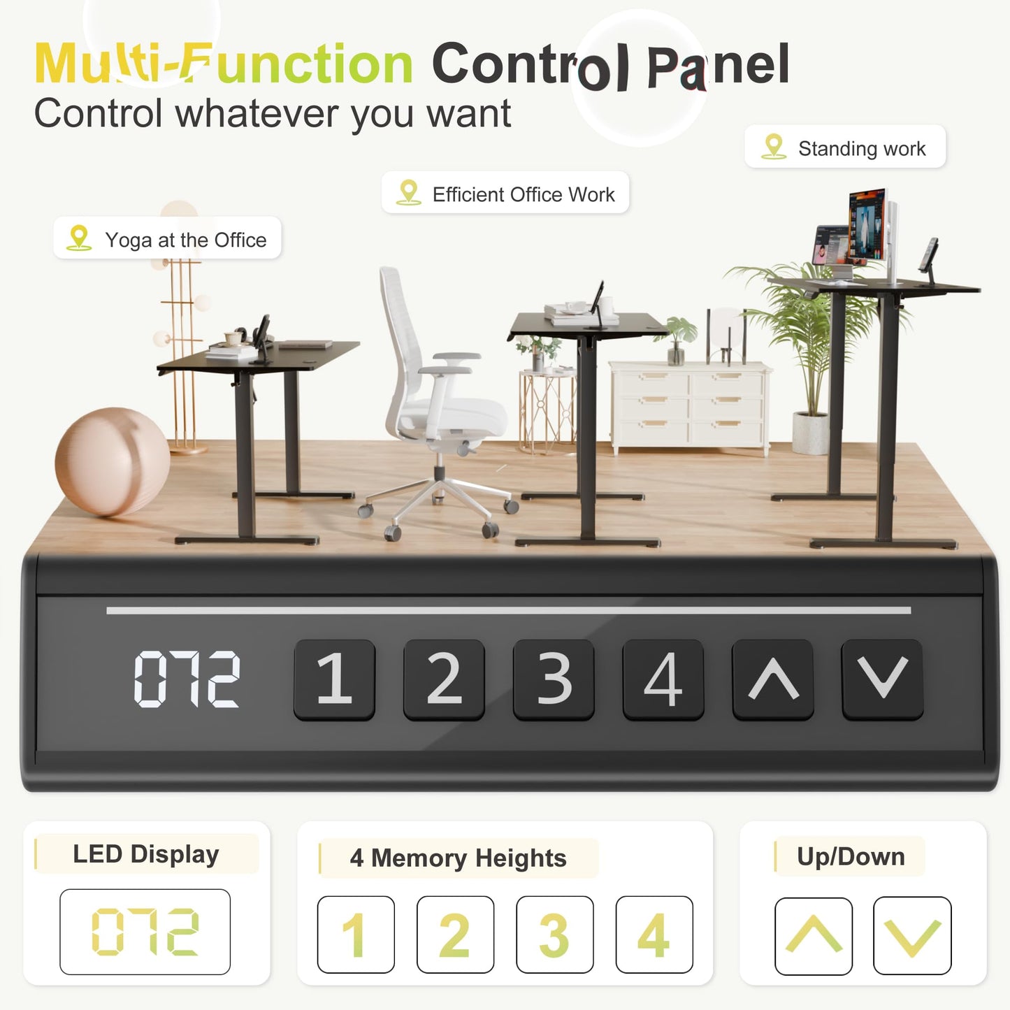 Electric Height Adjustable Standing Desk with Memory Settings Home Office Work Desk