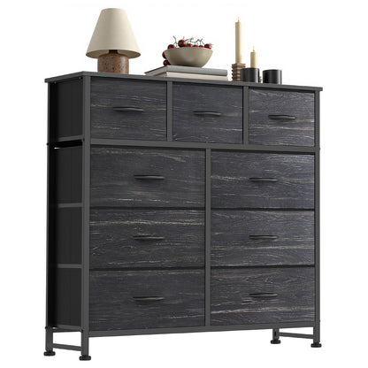 7-Drawer Fabric Dresser Storage Tower with Steel Frame and Wood Top