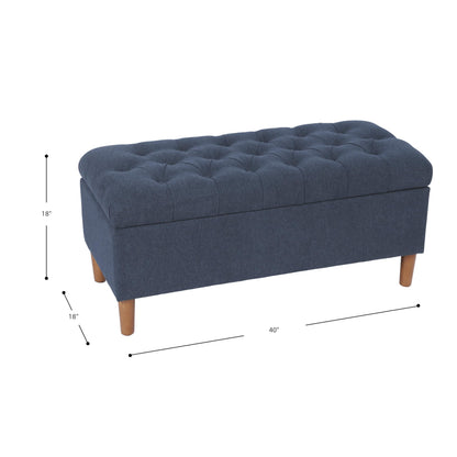 Tufted Storage Ottoman Bench with Hinged Lid for Living Room and Bedroom