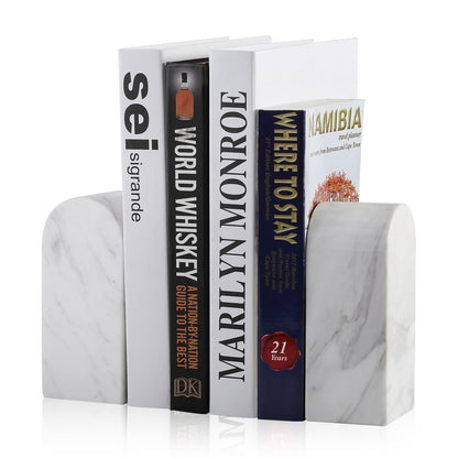 Luxury Marble Bookends Non-Slip Heavy Duty Book Holder Organizer