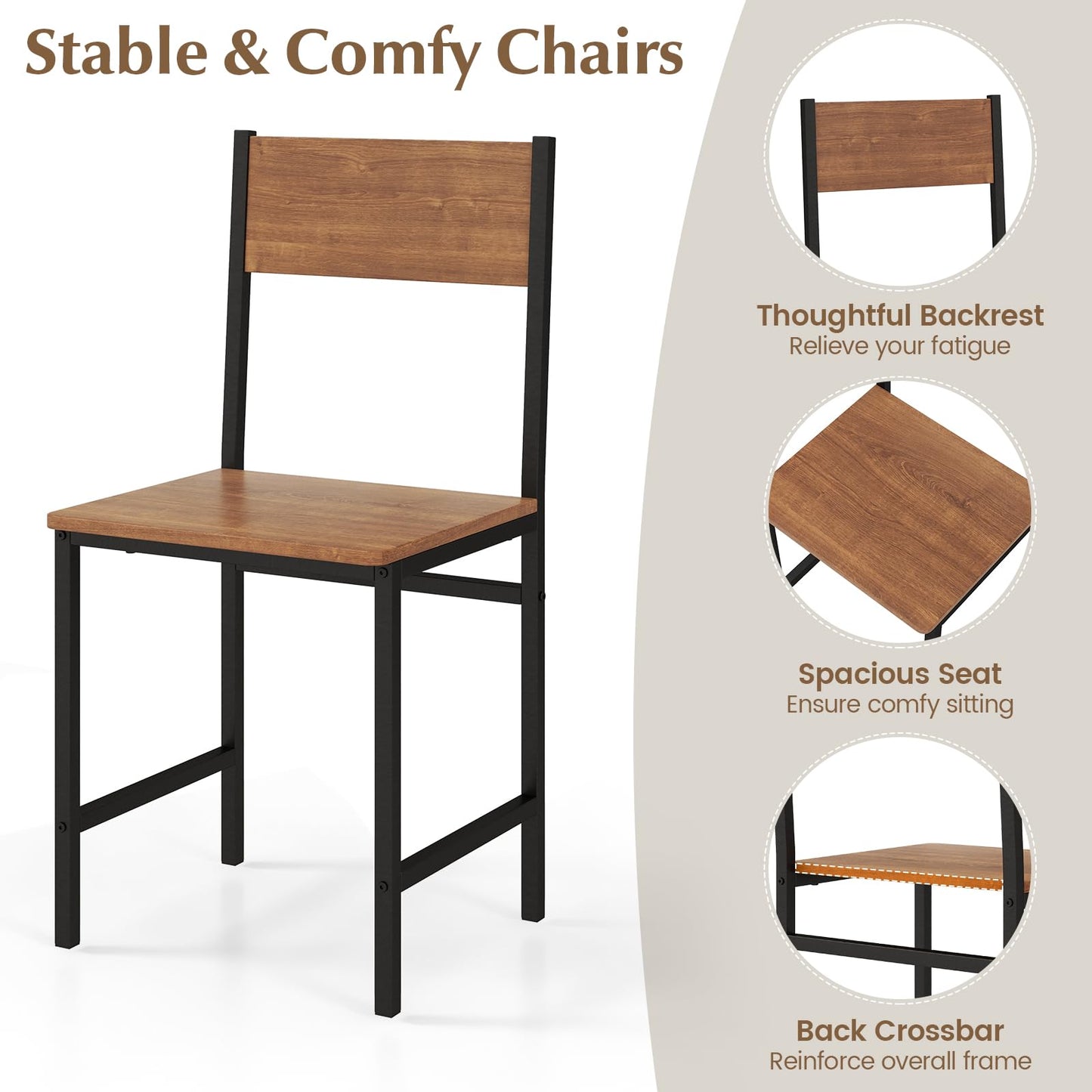 Dining Table Set for 4 with Bench, Chairs and Storage Rack Industrial Space Saving Design