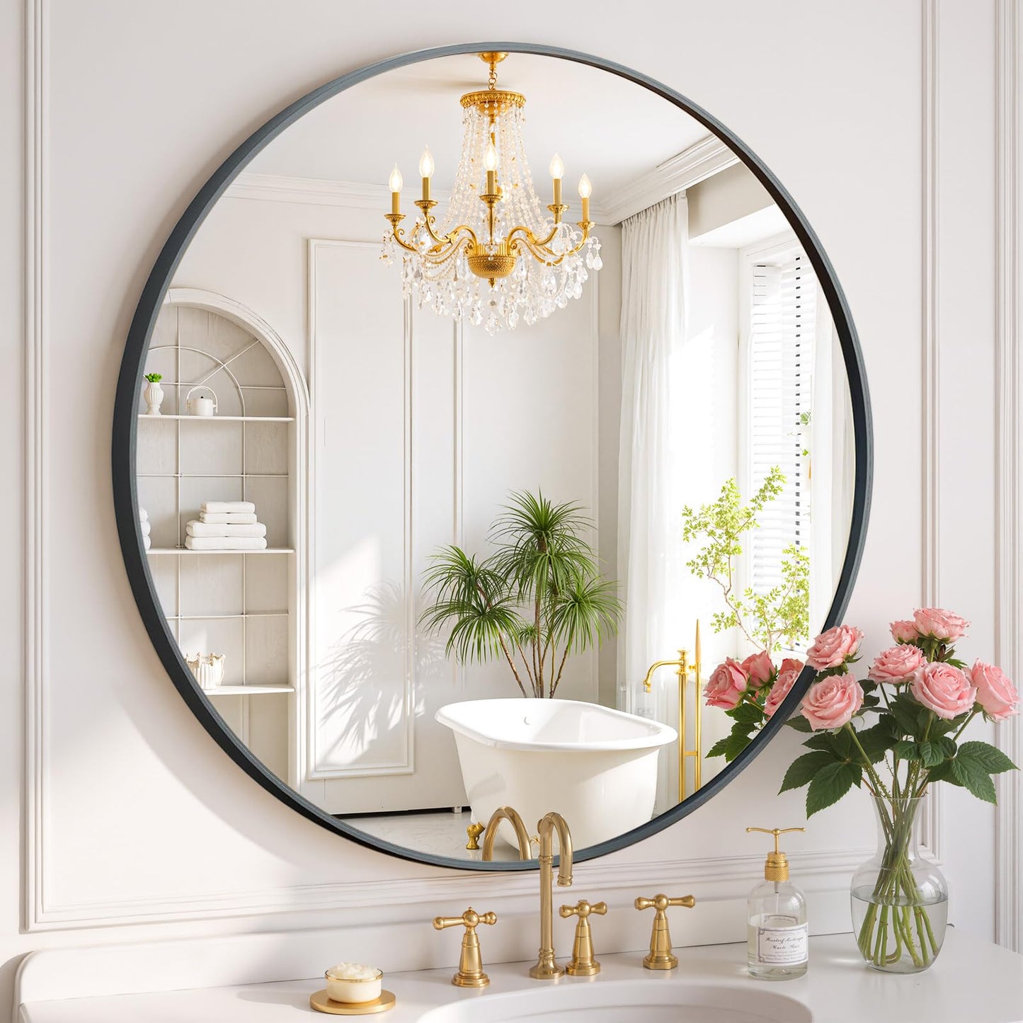 Modern Arch Wall Mirror with Metal Frame for Bedroom Living Room Entryway Decor