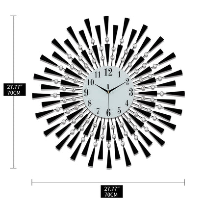 Large Round 3D Crystal Wall Clock with Silent Non-Ticking Design Battery Operated Home Decor for Living Room Bedroom Kitchen Office