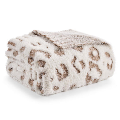 Snuggle Sac Faux Fur Checkered Throw Blanket with Fluffy Microfiber Fabric