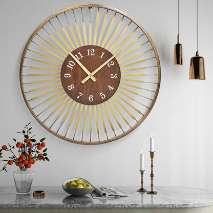 Silent Non-Ticking Metal Wall Clock Battery Operated Modern Decorative Clock for Living Room Bedroom Kitchen Office