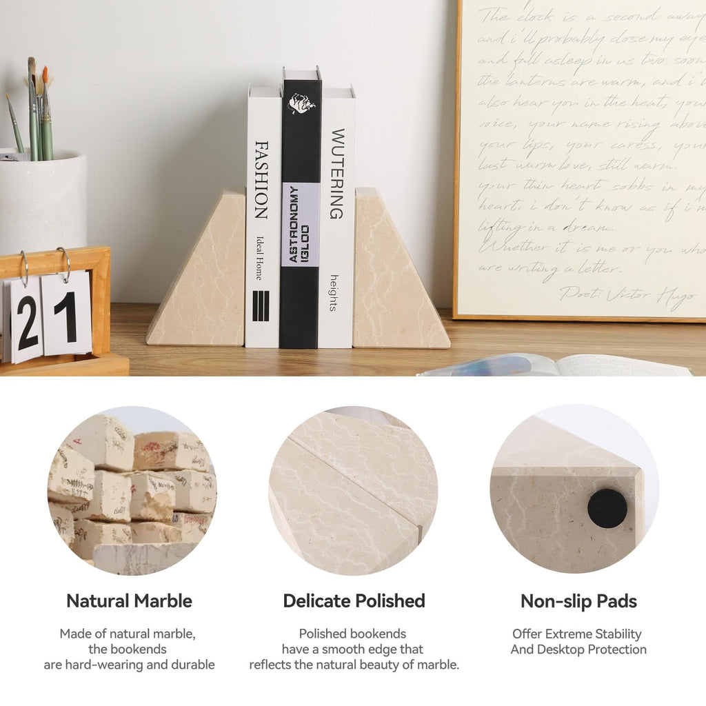 Marble Decorative Bookends for Heavy Books