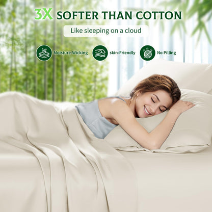 Bamboo Viscose Extra Deep Pocket Silky Bed Sheet Set Hotel Luxury Cooling Sheets