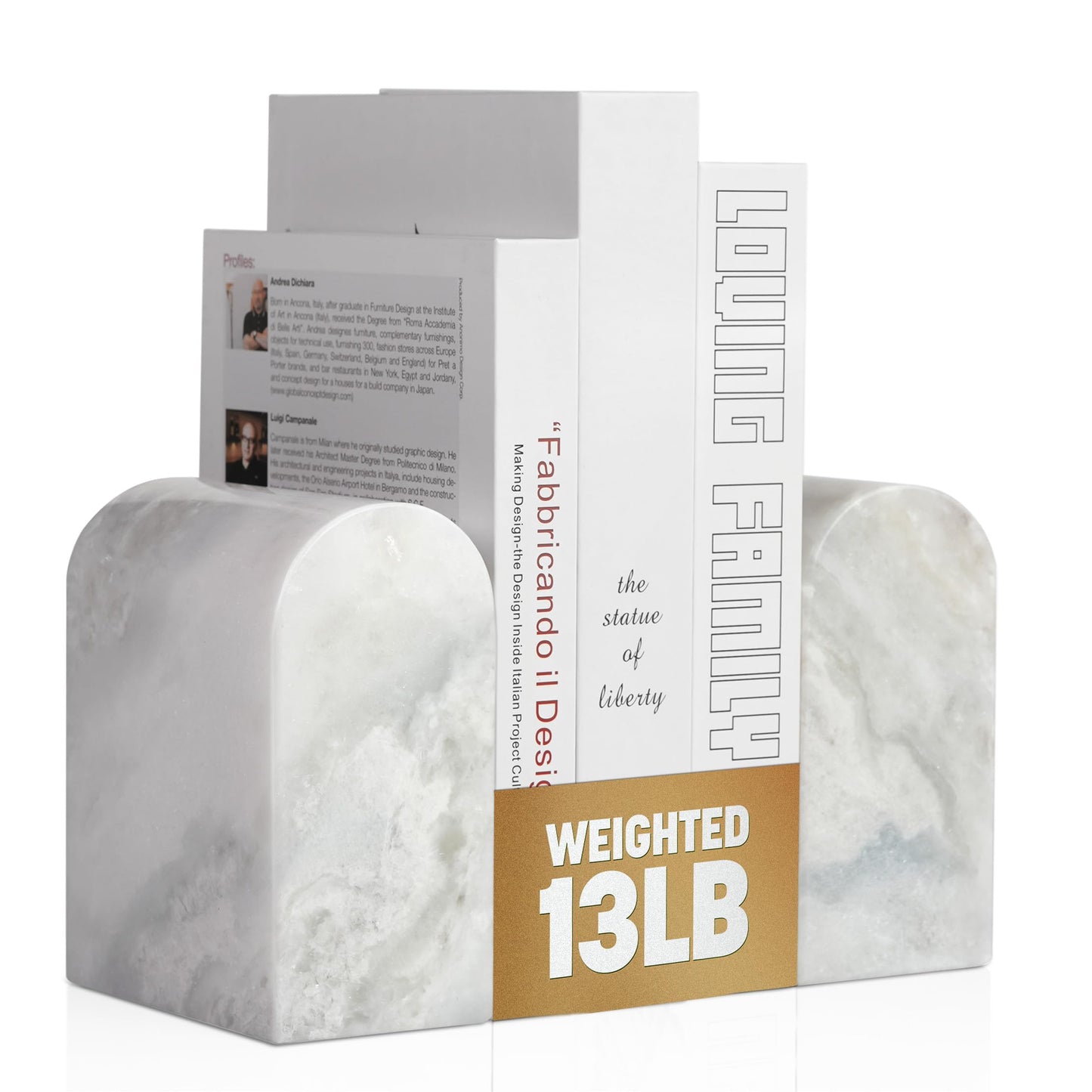 Luxury Marble Bookends Non-Slip Heavy Duty Book Holder Organizer