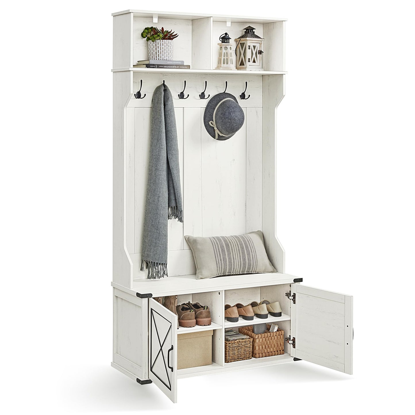 VASAGLE Hall Tree with Bench and Shoe Storage