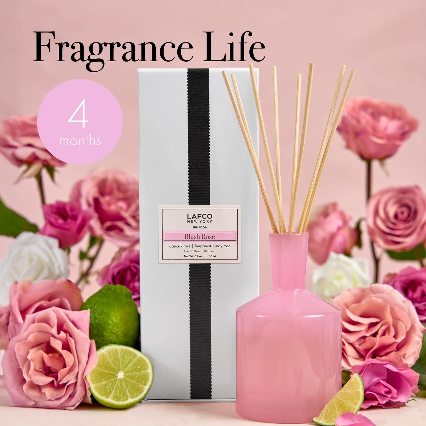 Luxury Reed Diffuser with Natural Wood Reeds Reusable Glass Vessel Long Lasting Home Fragrance Made in USA
