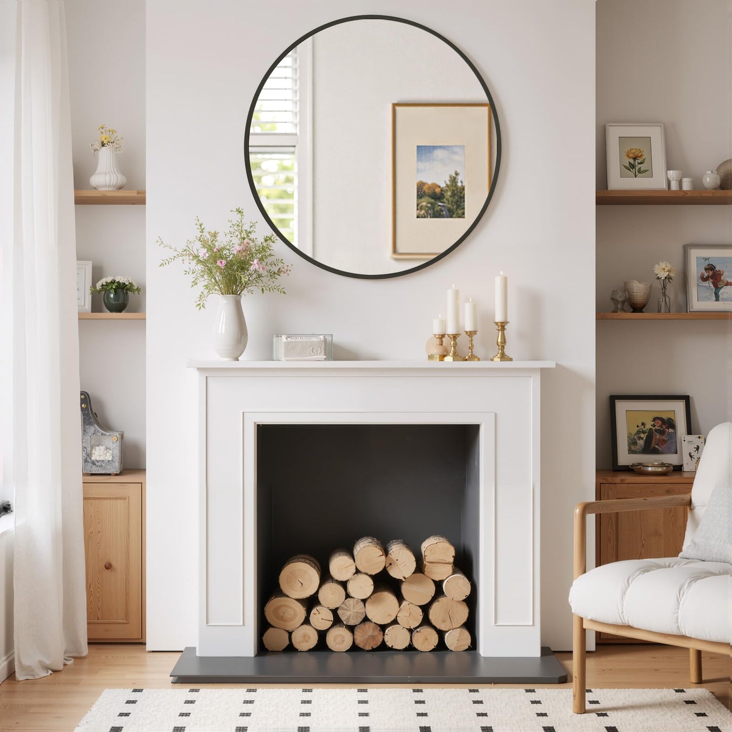 Modern Arch Wall Mirror with Metal Frame for Bedroom Living Room Entryway Decor